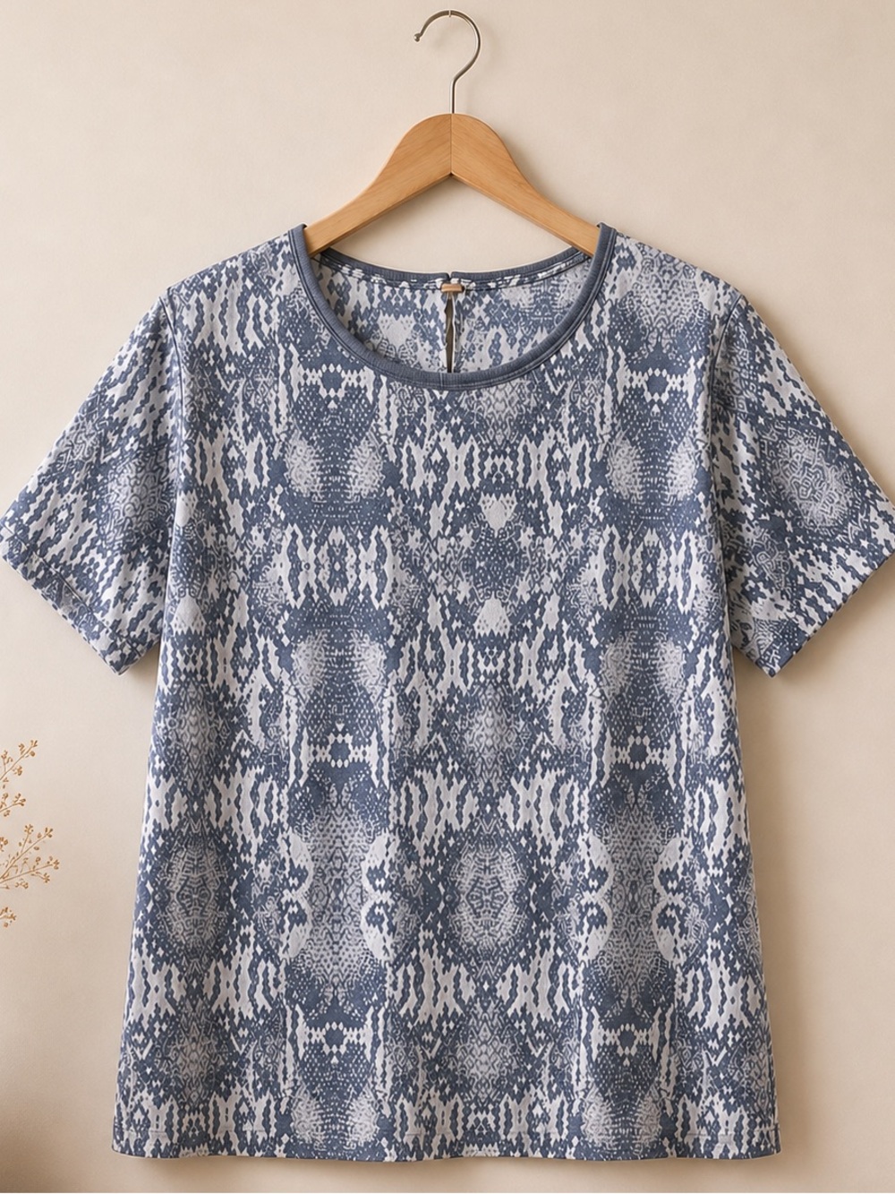 Free People Gray Snake-Print Short Sleeve Tee - Picture 2 of 8
